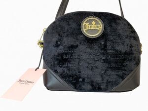 Juicy Couture Logo Heart Soul Black Velour If the Crown Fits Crossbody Bag NWT